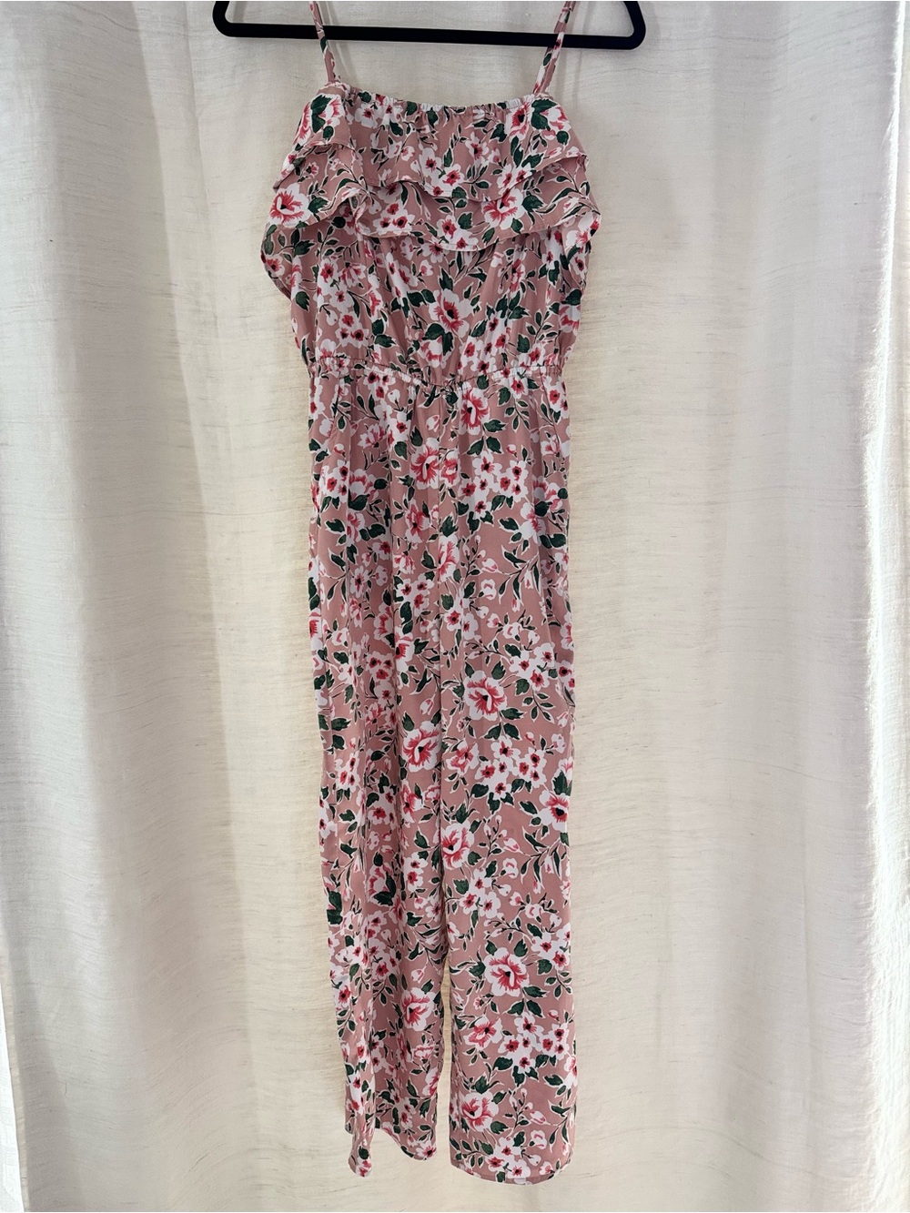 Pink Floral Ruffle-Top romper - Picture 3 of 3